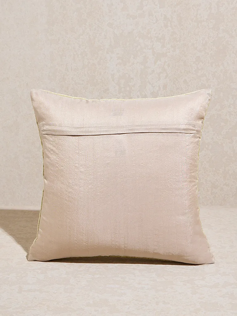 Westside Home Lime Self-Striped Velvet Cushion Cover