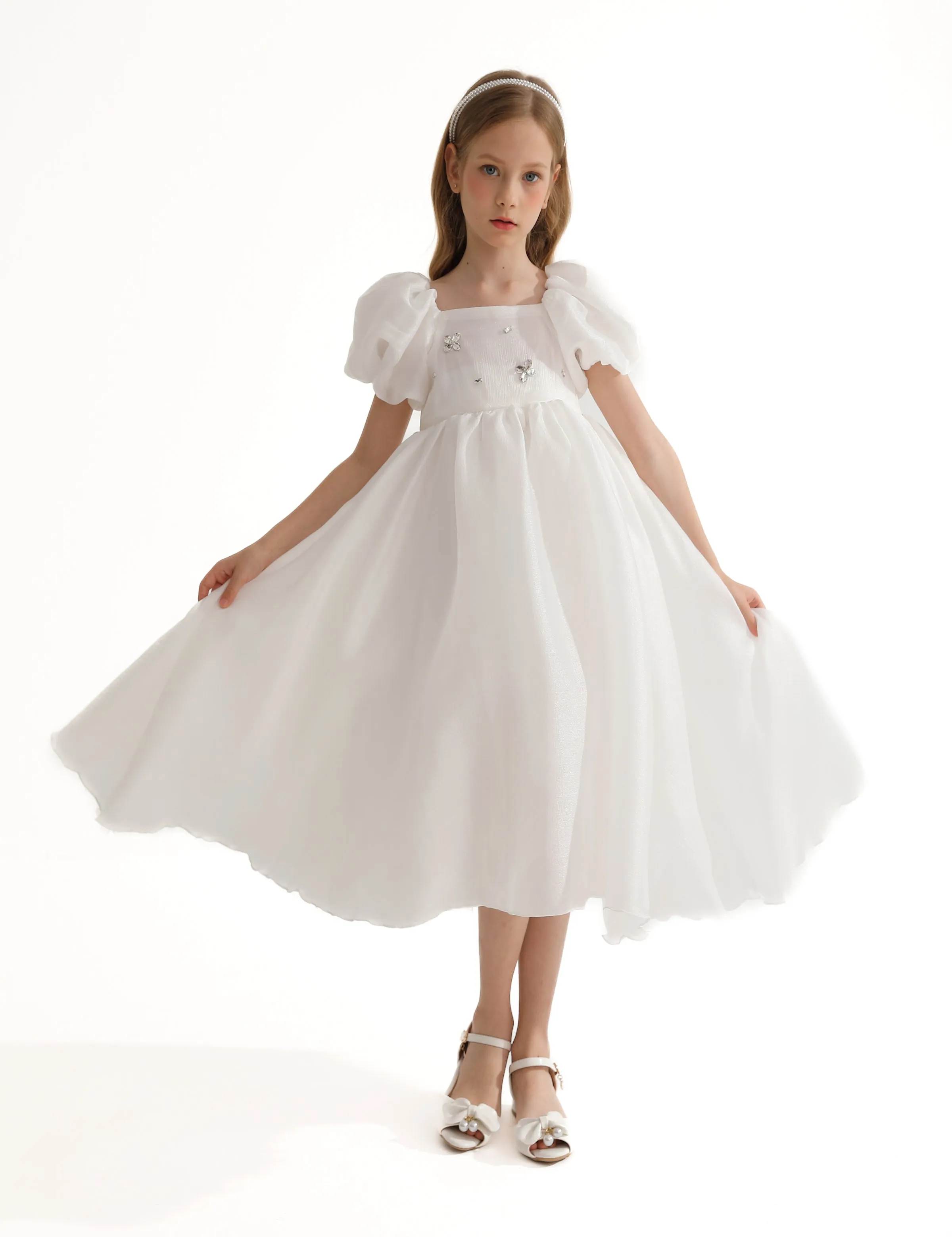 White Janelle Applique Teacup Gown