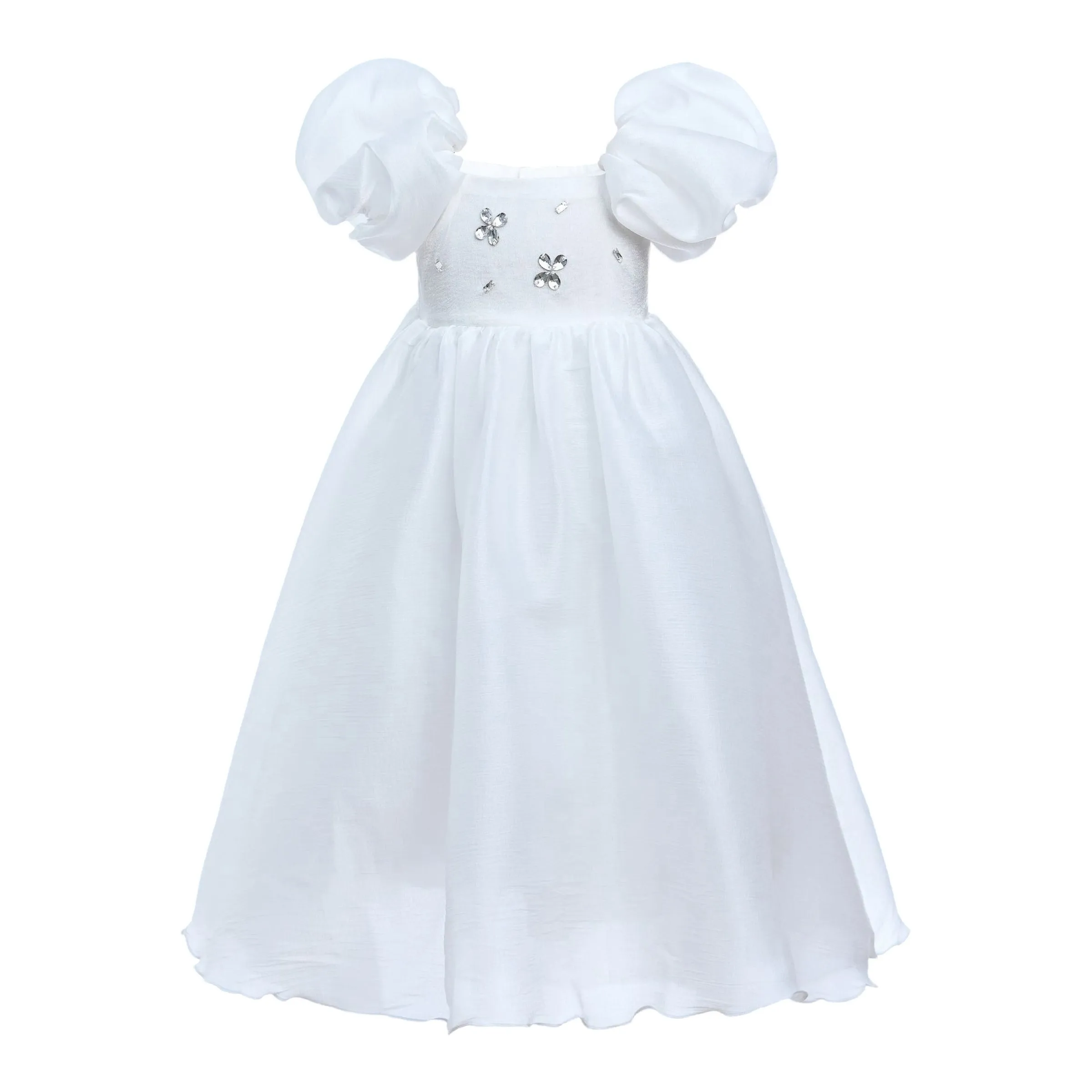 White Janelle Applique Teacup Gown