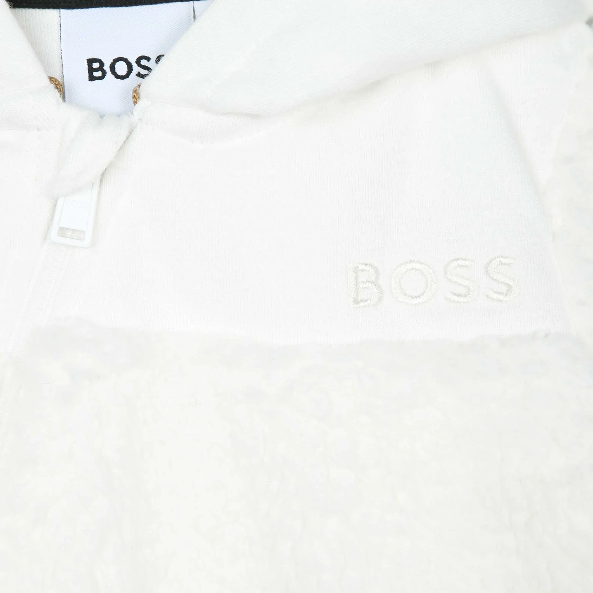 White Teddy Fleece Hooded Romper