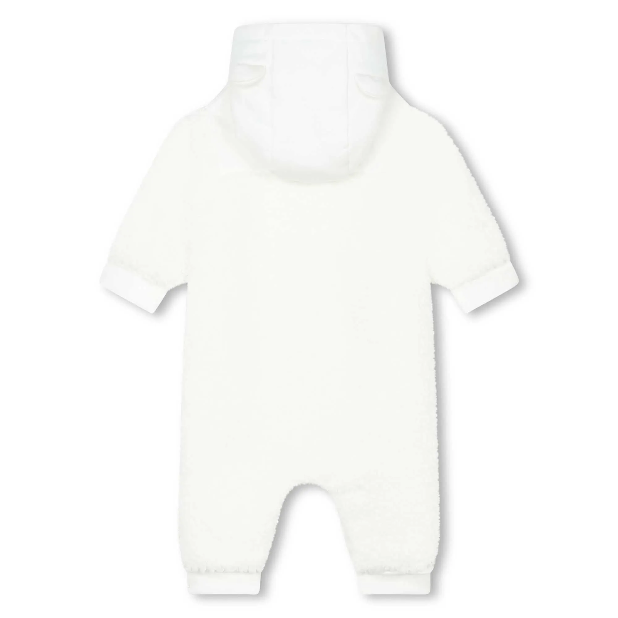 White Teddy Fleece Hooded Romper