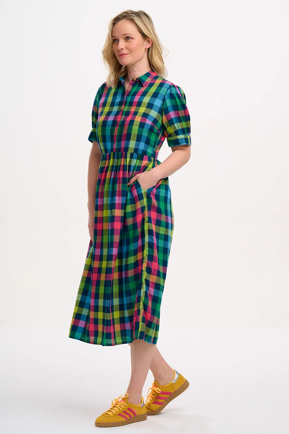 Willet Midi Smock Dress - Multi. Midnight Gingham