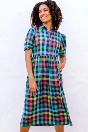 Willet Midi Smock Dress - Multi. Midnight Gingham