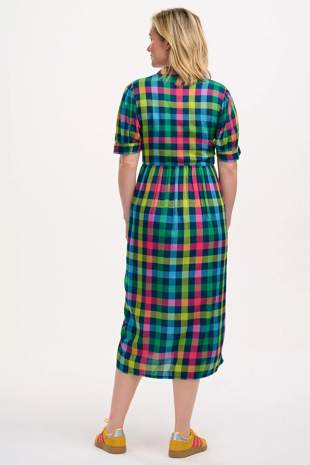 Willet Midi Smock Dress - Multi. Midnight Gingham