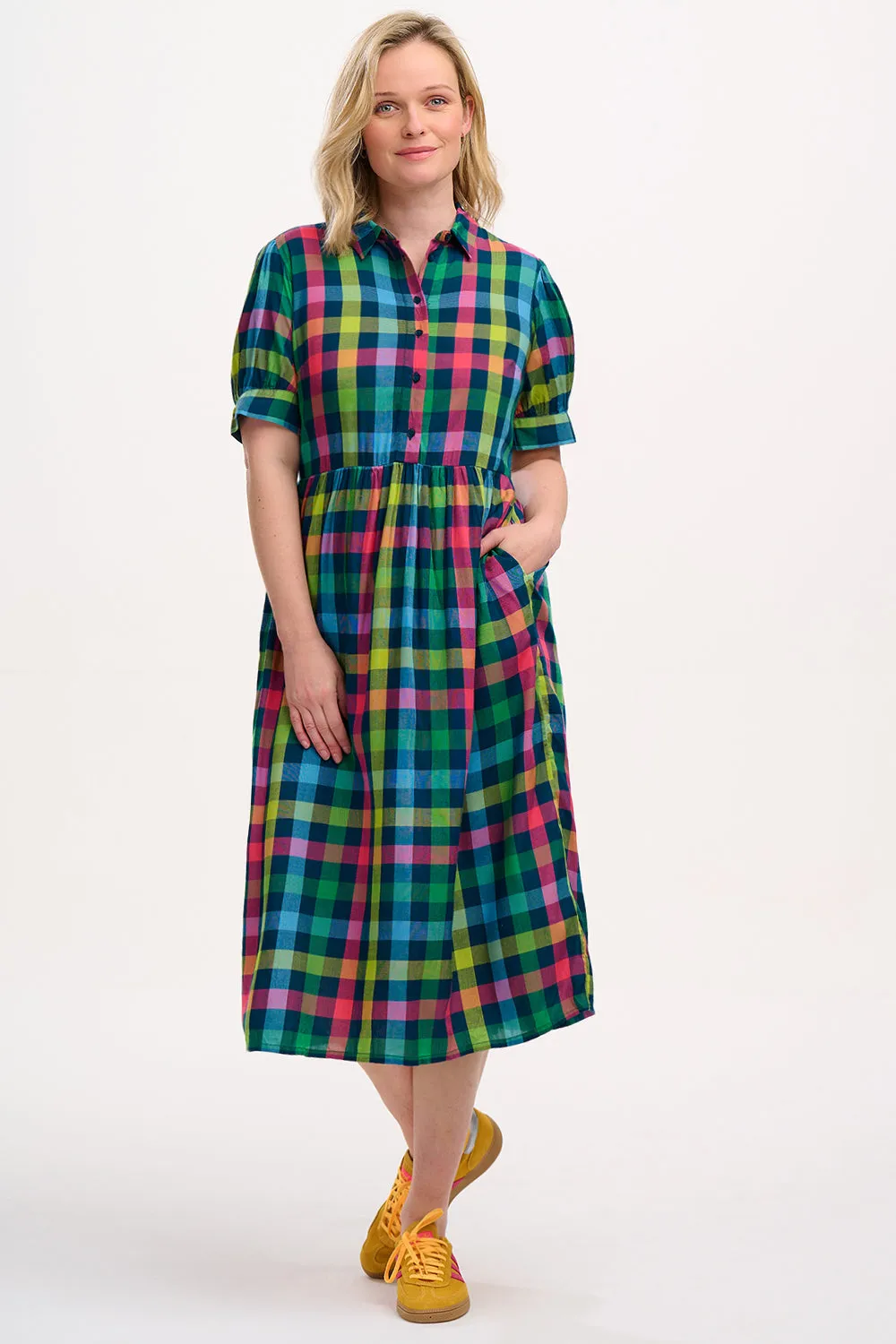 Willet Midi Smock Dress - Multi. Midnight Gingham