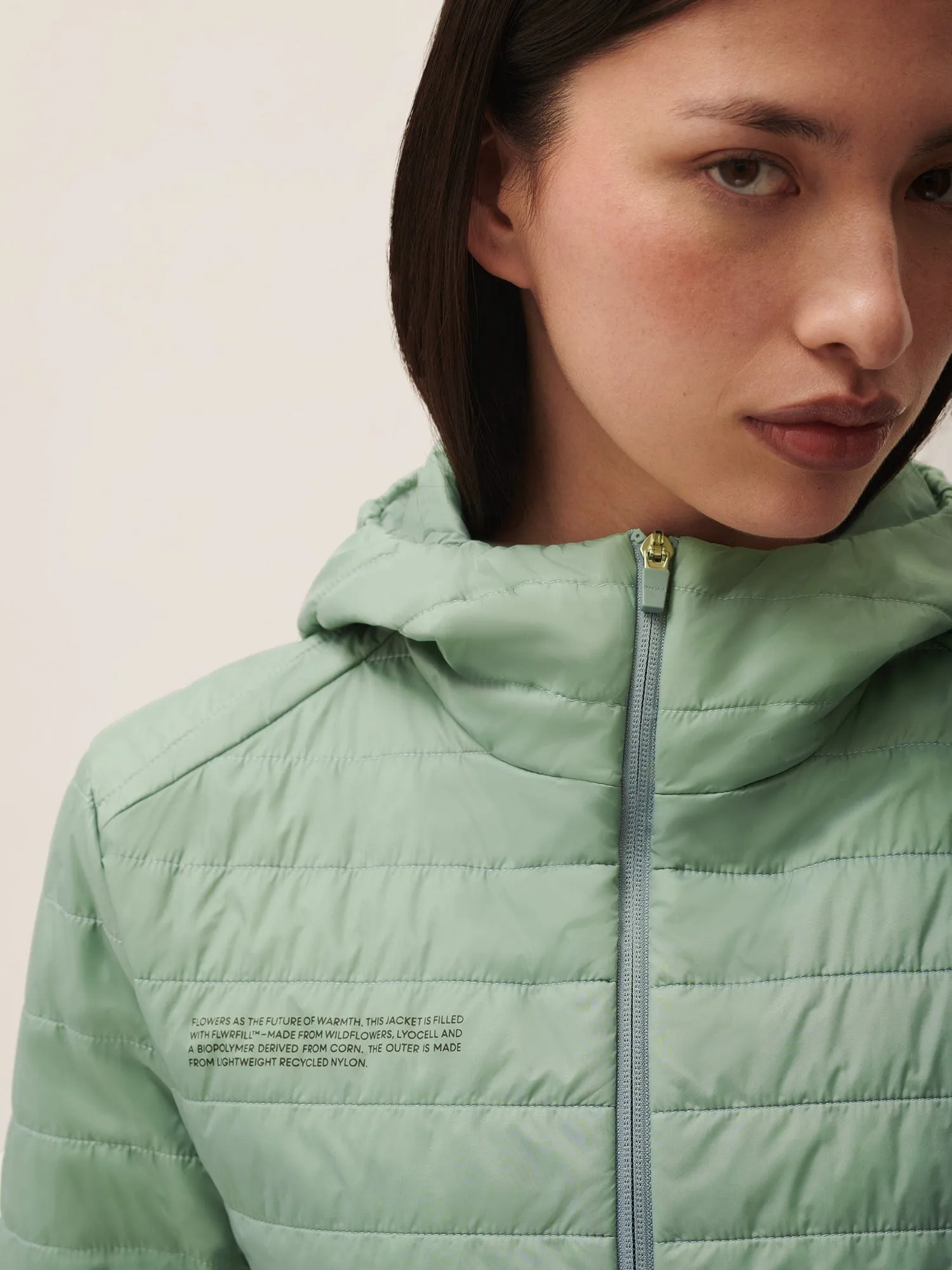 Womens Flower-Warmth Lite Jacket—Sage Green