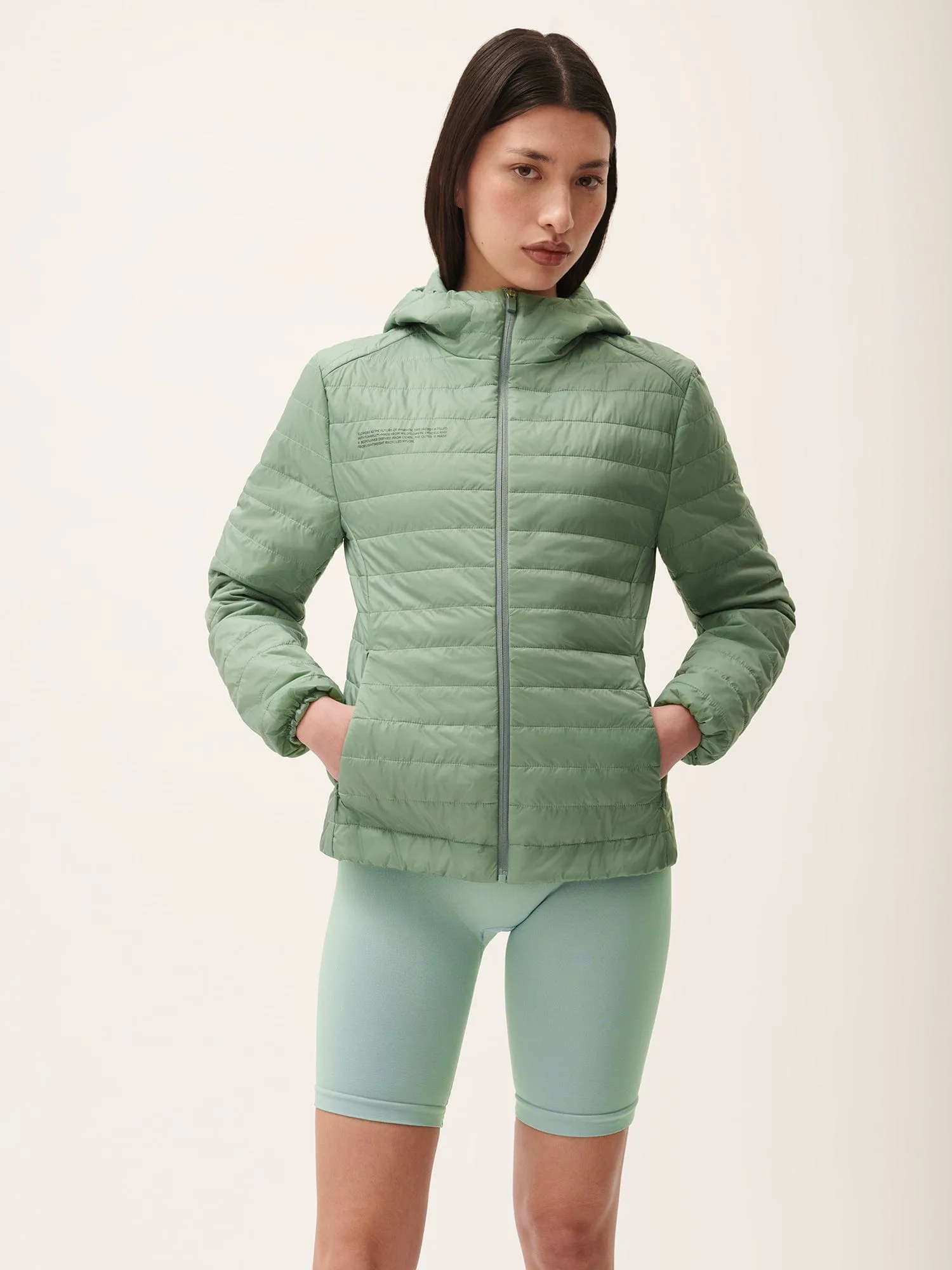 Womens Flower-Warmth Lite Jacket—Sage Green